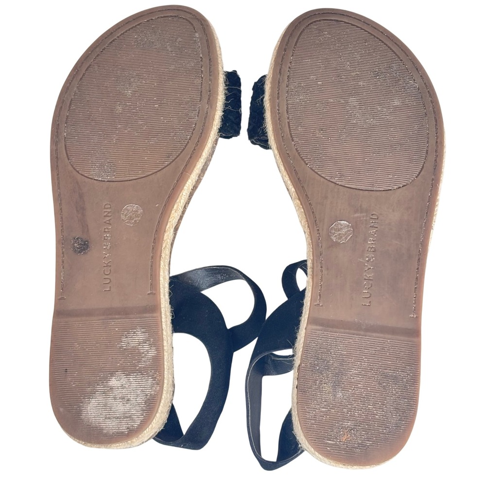 Lucky Brand Genette Sandals Black Woven Suede Espadrille Boho 8 M - Picture 6 of 6